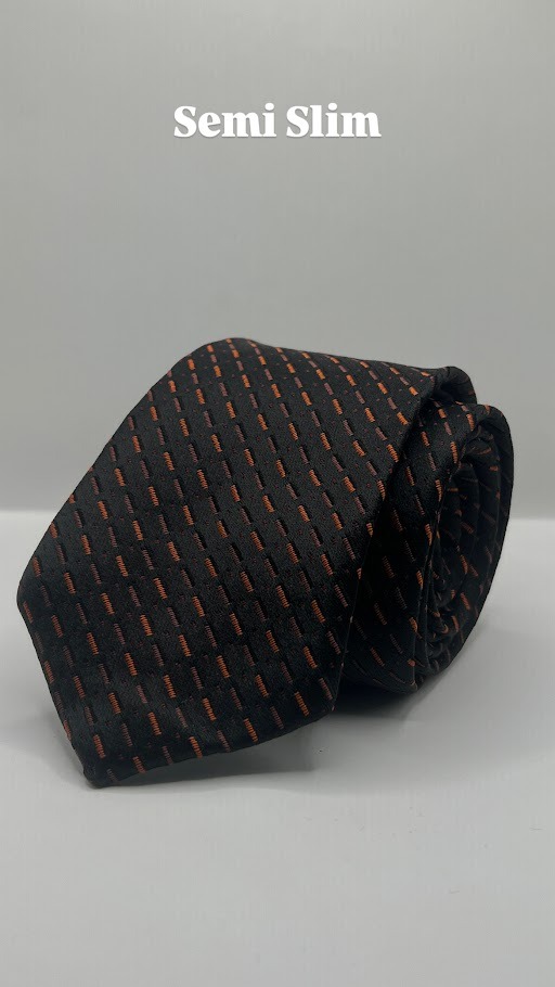 Gravata Preto Listrado Âmbar, modelo Nº 13