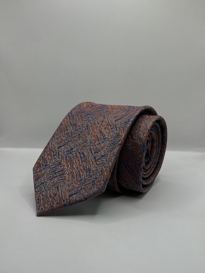 Gravata Terracota Grafismo Azul, modelo Nº 15